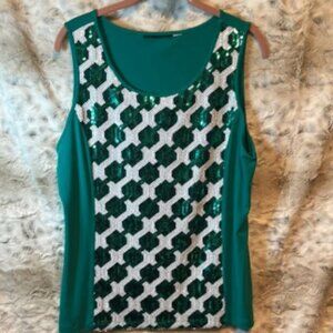 Bob Mackie Green Sequin Tank Top XL